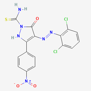 (4Z)-4-[2-(2,6-dichlorophenyl)hydrazinylidene]-3-(4-nitrophenyl)-5-oxo-4,5-dihydro-1H-pyrazole-1-carbothioamide - 