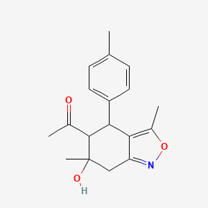 1-[6-hydroxy-3,6-dimethyl-4-(4-methylphenyl)-5,7-dihydro-4H-2,1-benzoxazol-5-yl]ethanone - 105807-64-5