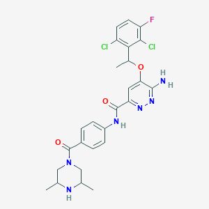 6-amino-5-[1-(2,6-dichloro-3-fluorophenyl)ethoxy]-N-[4-(3,5-dimethylpiperazine-1-carbonyl)phenyl]pyridazine-3-carboxamide - 