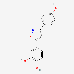 4-[5-(4-Hydroxy-3-methoxyphenyl)-1,2-oxazol-3(2H)-ylidene]cyclohexa-2,5-dien-1-one - 653590-50-2