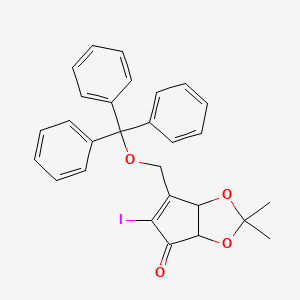 4H-Cyclopenta-1,3-dioxol-4-one, 3a,6a-dihydro-5-iodo-2,2-dimethyl-6-[(triphenylmethoxy)methyl]-, (3aR,6aR)- - 