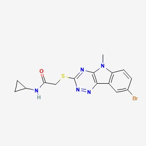 2-[(8-bromo-5-methyl-5H-[1,2,4]triazino[5,6-b]indol-3-yl)sulfanyl]-N-cyclopropylacetamide - 