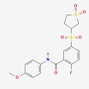 5-[(1,1-dioxidotetrahydrothiophen-3-yl)sulfonyl]-2-fluoro-N-(4-methoxyphenyl)benzamide - 