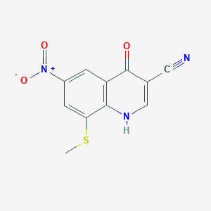 3-Quinolinecarbonitrile, 1,4-dihydro-8-(methylthio)-6-nitro-4-oxo- - 