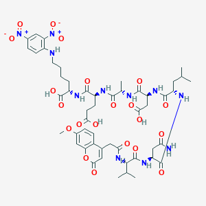 (2S)-2-[[(2S)-2-[[(2S)-2-[[(2S)-2-[[(2S)-2-[[(2S)-4-amino-2-[[(2S)-2-[[2-(7-methoxy-2-oxochromen-4-yl)acetyl]amino]-3-methylbutanoyl]amino]-4-oxobutanoyl]amino]-4-methylpentanoyl]amino]-3-carboxypropanoyl]amino]propanoyl]amino]-4-carboxybutanoyl]amino]-6-(2,4-dinitroanilino)hexanoic acid - 