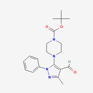 1-Piperazinecarboxylic acid, 4-(4-formyl-3-methyl-1-phenyl-1H-pyrazol-5-yl)-, 1,1-dimethylethyl ester - 