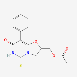 (7-Oxo-8-phenyl-5-thioxo-2,3,6,7-tetrahydro-5H-(1,3)oxazolo(3,2-c)pyrimidin-2-yl)methyl acetate - 30346-04-4