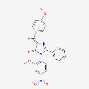 4H-Imidazol-4-one, 3,5-dihydro-3-(2-methoxy-4-nitrophenyl)-5-((4-methoxyphenyl)methylene)-2-phenyl- - 83495-05-0