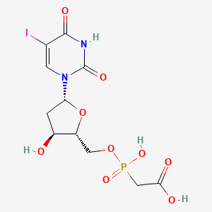 (Hydroxy-(3-hydroxy-5-(5-iodo-2,4-dioxo-3,4-dihydro-2H-pyrimidin-1-yl)-tetrahydro-furan-2-ylmethoxy)-phosphoryl)-acetic acid - 117627-25-5