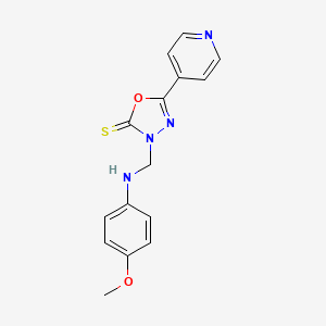 1,3,4-Oxadiazole-2(3H)-thione, 3-(((4-methoxyphenyl)amino)methyl)-5-(4-pyridinyl)- - 84249-76-3