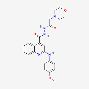 4-Quinolinecarboxylic acid, 2-((4-methoxyphenyl)amino)-, 2-(4-morpholinylacetyl)hydrazide - 134721-80-5
