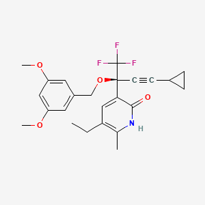 2(1H)-Pyridinone, 3-(3-cyclopropyl-1-((3,5-dimethoxyphenyl)methoxy)-1-(trifluoromethyl)-2-propynyl)-5-ethyl-6-methyl- - 335665-88-8