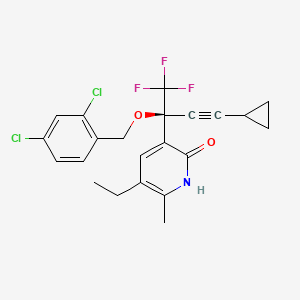 2(1H)-Pyridinone, 3-(3-cyclopropyl-1-((2,4-dichlorophenyl)methoxy)-1-(trifluoromethyl)-2-propynyl)-5-ethyl-6-methyl- - 335665-86-6