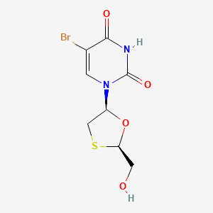 2,4(1H,3H)-Pyrimidinedione, 5-bromo-1-(2-(hydroxymethyl)-1,3-oxathiolan-5-yl)-, (2R-cis)- - 145986-15-8