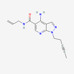 1H-Pyrazolo[3,4-b]pyridine-5-carboxamide, 4-amino-1-(3-pentyn-1-yl)-N-2-propen-1-yl- - 103586-12-5