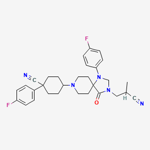 Cis-8-[4-cyano-4-(4-fluorophenyl)cyclohexyl]-1-(4-fluorophenyl)-alpha-methyl-4-oxo-1,3,8-triazaspiro[4.5]decane-3-propiononitrile - 83898-66-2