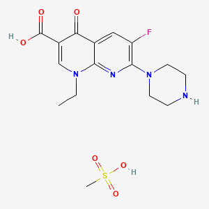 1,8-Naphthyridine-3-carboxylic acid, 1,4-dihydro-1-ethyl-6-fluoro-4-oxo-7-(1-piperazinyl)-, monomethanesulfonate - 75167-06-5