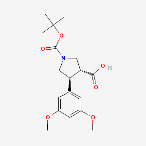 (3R,4S)-rel-1-(tert-Butoxycarbonyl)-4-(3,5-dimethoxyphenyl)pyrrolidine-3-carboxylic acid - 