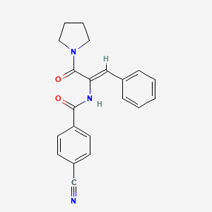 4-Cyano-N-(3-oxo-1-phenyl-3-(pyrrolidin-1-yl)prop-1-en-2-yl)benzamide - 