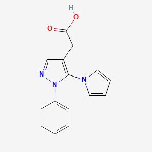 1H-Pyrazole-4-acetic acid, 1-phenyl-5-(1H-pyrrol-1-yl)- - 116834-17-4