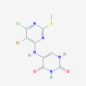 5-((5-Bromo-6-chloro-2-(methylthio)pyrimidin-4-yl)amino)pyrimidine-2,4(1H,3H)-dione - 7356-33-4