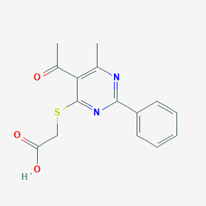[(5-Acetyl-6-methyl-2-phenylpyrimidin-4-yl)sulfanyl]acetic acid - 117831-31-9