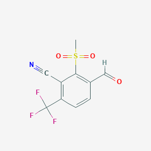 3-Formyl-2-(methylsulfonyl)-6-(trifluoromethyl)benzonitrile - 1446401-25-7