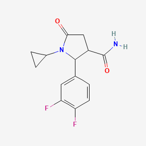1-Cyclopropyl-2-(3,4-difluorophenyl)-5-oxopyrrolidine-3-carboxamide - 