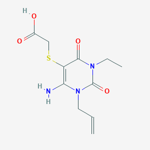 {[6-Amino-3-ethyl-2,4-dioxo-1-(prop-2-en-1-yl)-1,2,3,4-tetrahydropyrimidin-5-yl]sulfanyl}acetic acid - 91338-31-7