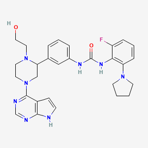 1-(2-Fluoro-6-(pyrrolidin-1-yl)phenyl)-3-(3-(1-(2-hydroxyethyl)-4-(7H-pyrrolo[2,3-d]pyrimidin-4-yl)piperazin-2-yl)phenyl)urea - 