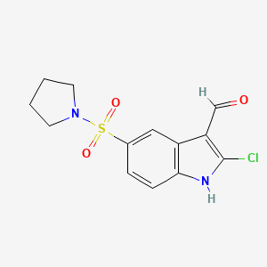 2-chloro-5-(pyrrolidin-1-ylsulfonyl)-1H-indole-3-carbaldehyde - 