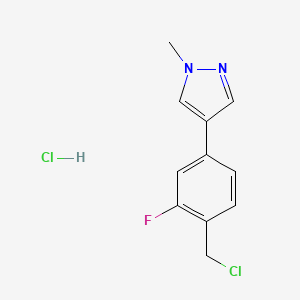 4-(4-(Chloromethyl)-3-fluorophenyl)-1-methyl-1H-pyrazole hydrochloride - 
