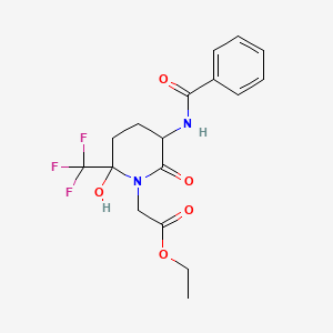 Ethyl 2-[5-benzamido-2-hydroxy-6-oxo-2-(trifluoromethyl)piperidin-1-yl]acetate - 