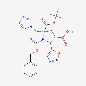1-[(Benzyloxy)carbonyl]-5-[(tert-butoxy)carbonyl]-5-[(1H-imidazol-1-yl)methyl]-2-(1,3-oxazol-5-yl)pyrrolidine-3-carboxylic acid - 