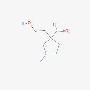 1-(2-Hydroxyethyl)-3-methylcyclopentane-1-carbaldehyde -