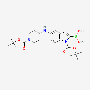 [1-(tert-butoxycarbonyl)-5-{[1-(tert-butoxycarbonyl)piperidin-4-yl]amino}-1H-indol-2-yl]boronic acid - 913388-67-7