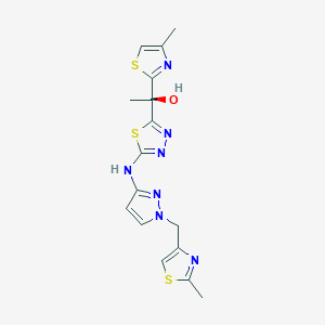 (S)-1-(4-Methylthiazol-2-yl)-1-(5-((1-((2-methylthiazol-4-yl)methyl)-1H-pyrazol-3-yl)amino)-1,3,4-thiadiazol-2-yl)ethan-1-ol - 
