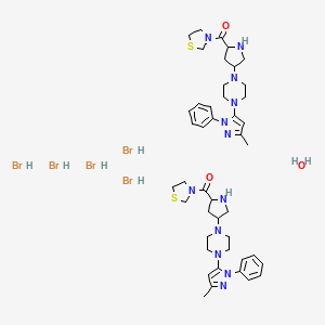 [4-[4-(5-Methyl-2-phenylpyrazol-3-yl)piperazin-1-yl]pyrrolidin-2-yl]-(1,3-thiazolidin-3-yl)methanone;hydrate;pentahydrobromide - 