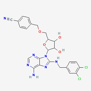 4-[[(2R,3S,4R,5R)-5-[6-amino-8-[(3,4-dichlorophenyl)methylamino]purin-9-yl]-3,4-dihydroxyoxolan-2-yl]methoxymethyl]benzonitrile - 