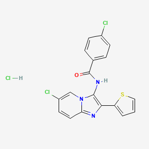 4-chloro-N-[6-chloro-2-(thiophen-2-yl)imidazo[1,2-a]pyridin-3-yl]benzamide hydrochloride - 