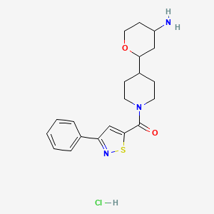 2-[1-(3-Phenyl-1,2-thiazole-5-carbonyl)piperidin-4-yl]oxan-4-amine hydrochloride - 