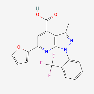 6-(furan-2-yl)-3-methyl-1-[2-(trifluoromethyl)phenyl]-1H-pyrazolo[3,4-b]pyridine-4-carboxylicacid - 