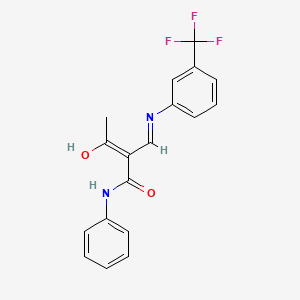 2-Acetyl-N-phenyl-3-((3-(trifluoromethyl)phenyl)amino)prop-2-enamide - 