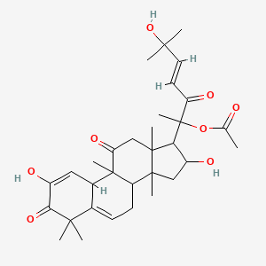 [(E)-2-(2,16-dihydroxy-4,4,9,13,14-pentamethyl-3,11-dioxo-8,10,12,15,16,17-hexahydro-7H-cyclopenta[a]phenanthren-17-yl)-6-hydroxy-6-methyl-3-oxohept-4-en-2-yl] acetate - 38308-89-3