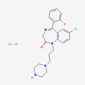 2H-1,4-Benzodiazepin-2-one, 1,3-dihydro-7-chloro-5-(o-fluorophenyl)-1-(3-(1-piperazinyl)propyl)-, hydrochloride - 1057-13-2