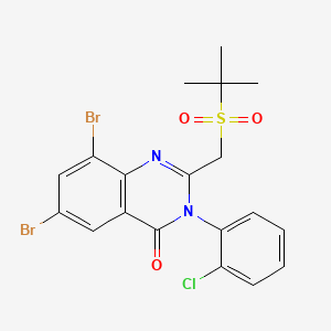 4(3H)-Quinazolinone, 6,8-dibromo-3-(2-chlorophenyl)-2-(((1,1-dimethylethyl)sulfonyl)methyl)- - 108659-79-6