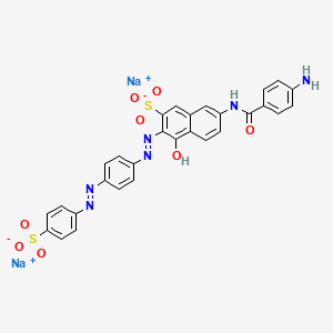Disodium 7-((4-aminobenzoyl)amino)-4-hydroxy-3-((4-((4-sulphonatophenyl)azo)phenyl)azo)naphthalene-2-sulphonate - 5938-85-2