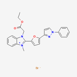 1-(2-Ethoxy-2-oxoethyl)-3-methyl-2-(5-(1-phenyl-1H-pyrazol-3-yl)furan-2-yl)-1H-benzimidazolium bromide - 72829-17-5