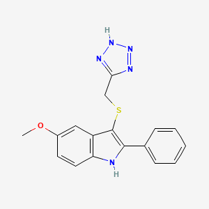 1H-Indole, 5-methoxy-2-phenyl-3-((1H-tetrazol-5-ylmethyl)thio)- - 66403-52-9