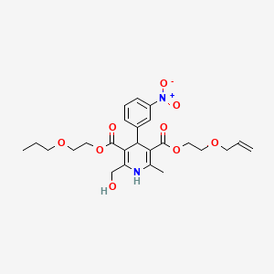 3,5-Pyridinedicarboxylic acid, 1,4-dihydro-2-(hydroxymethyl)-6-methyl-4-(3-nitrophenyl)-, 5-(2-(2-propenyloxy)ethyl) 3-(2-propoxyethyl) ester - 85387-16-2